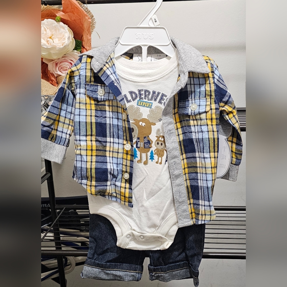 NWT! 3M Boys, Koala Babies "R" Us, plaid button-up shirt set!